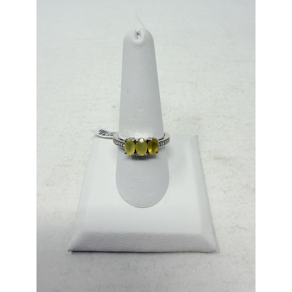 Shop LC Yellow Canary Opal/Cambodian Zircon Sterling Silver Size 9 Ring 5640